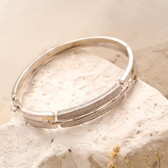Elegant Double Row Stone Silver Bracelet