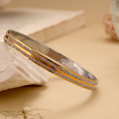 Elite Golden Two Line Silver Mens Kada
