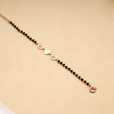 Cute Heart Black Beads Golden Bracelet
