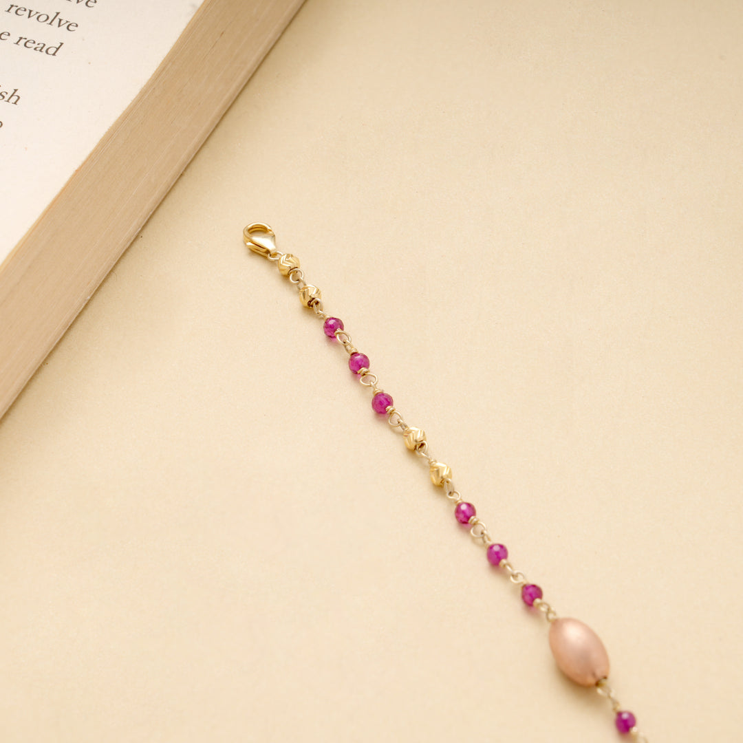 Fancy Pink and Golden Beads Bracelet