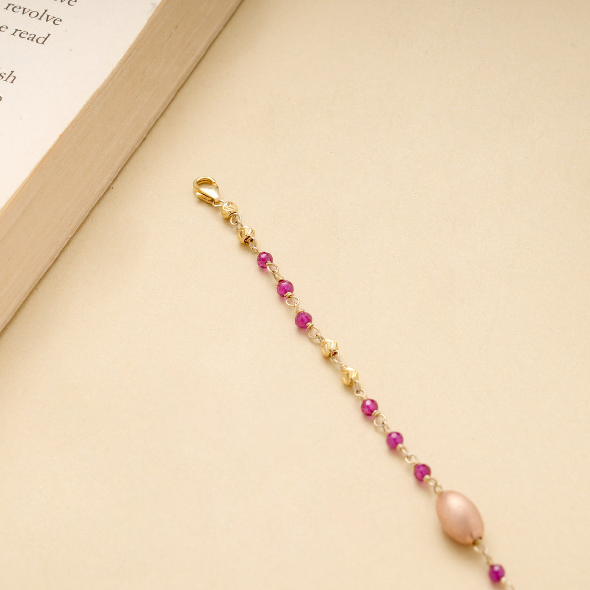 Fancy Pink and Golden Beads Bracelet