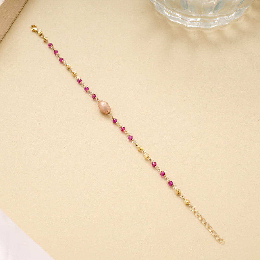Fancy Pink and Golden Beads Bracelet