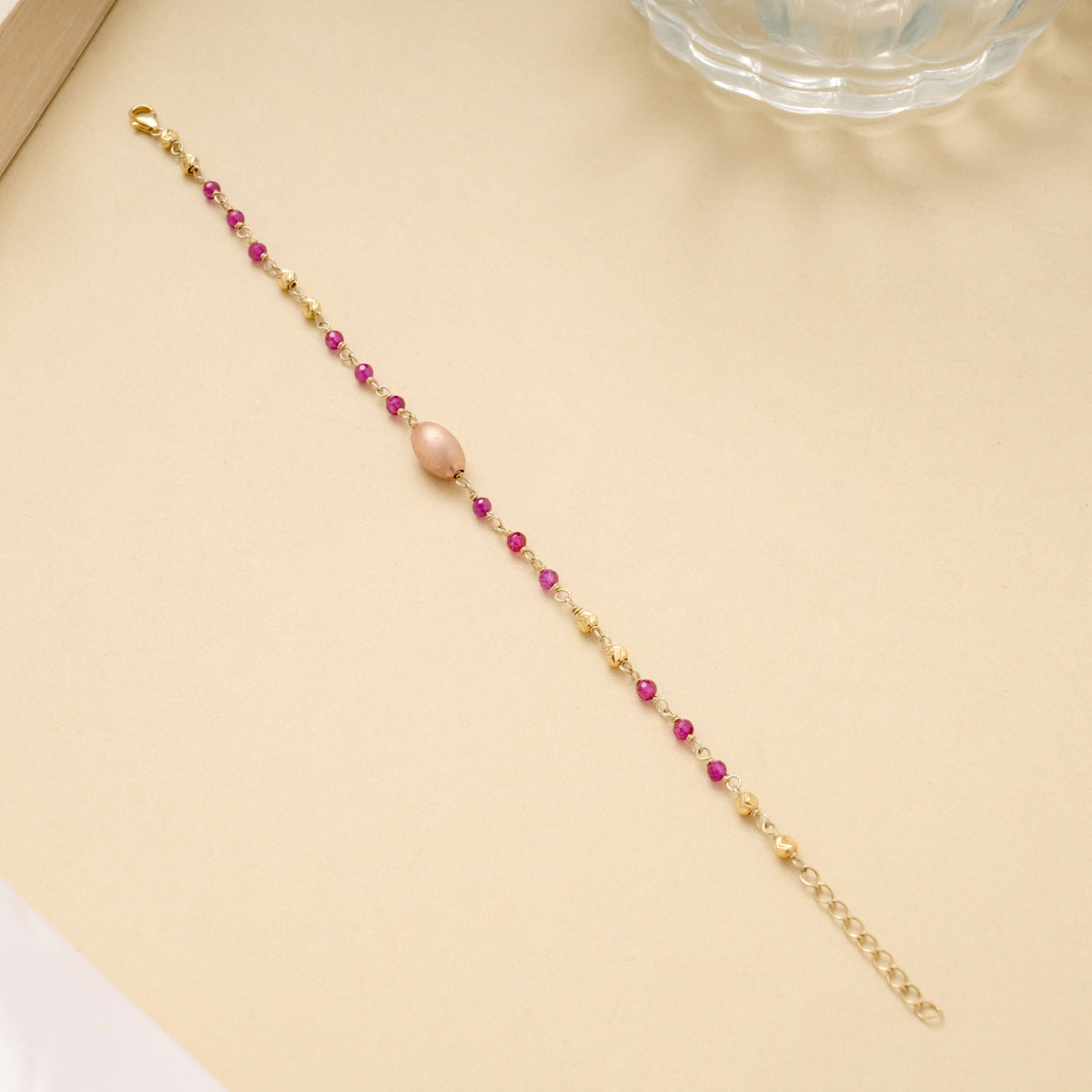 Fancy Pink and Golden Beads Bracelet