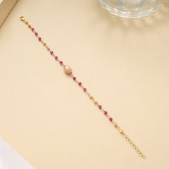 Fancy Pink and Golden Beads Bracelet