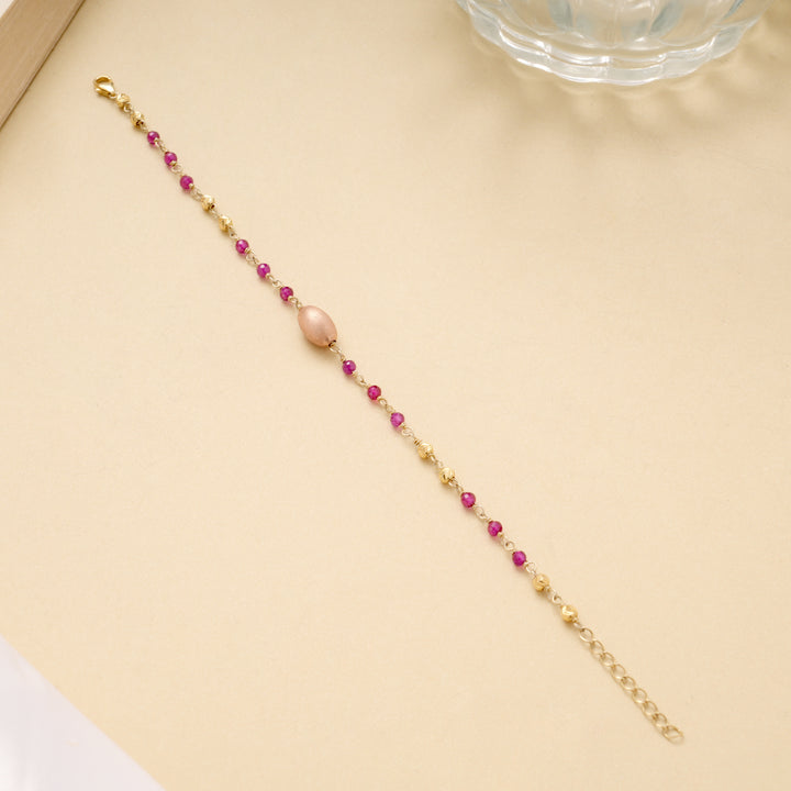 Fancy Pink and Golden Beads Bracelet