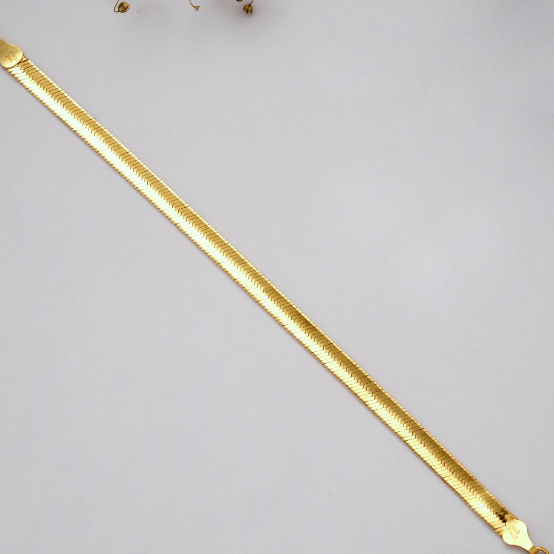 Sleek Shining Golden Flat Design Bracelet