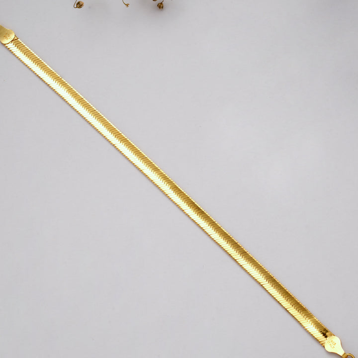 Sleek Shining Golden Flat Design Bracelet