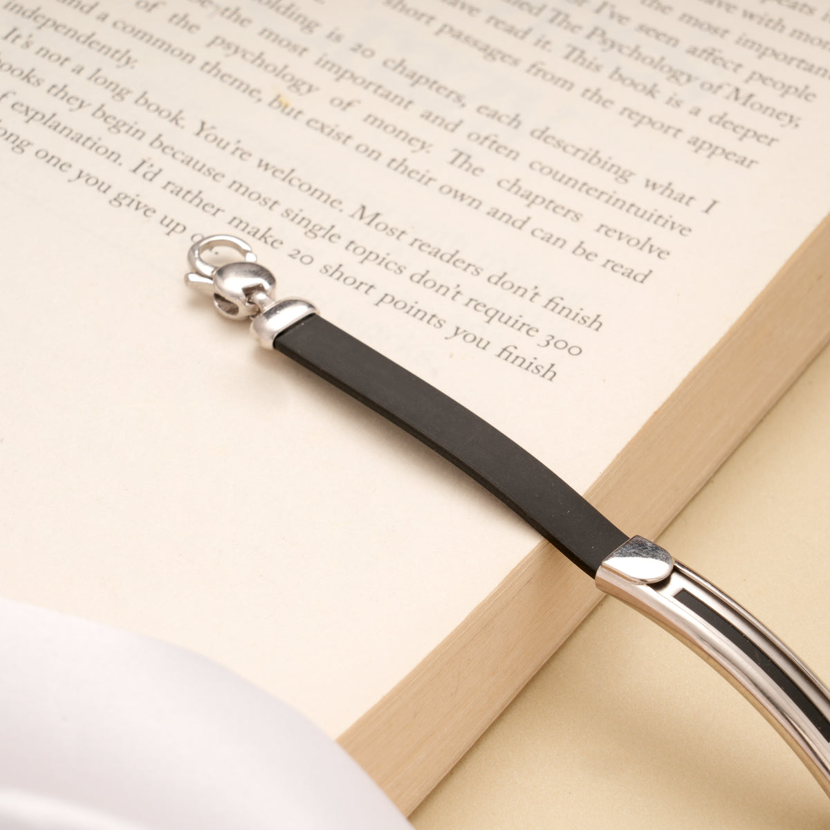 Bold Black Band Silver Bracelet