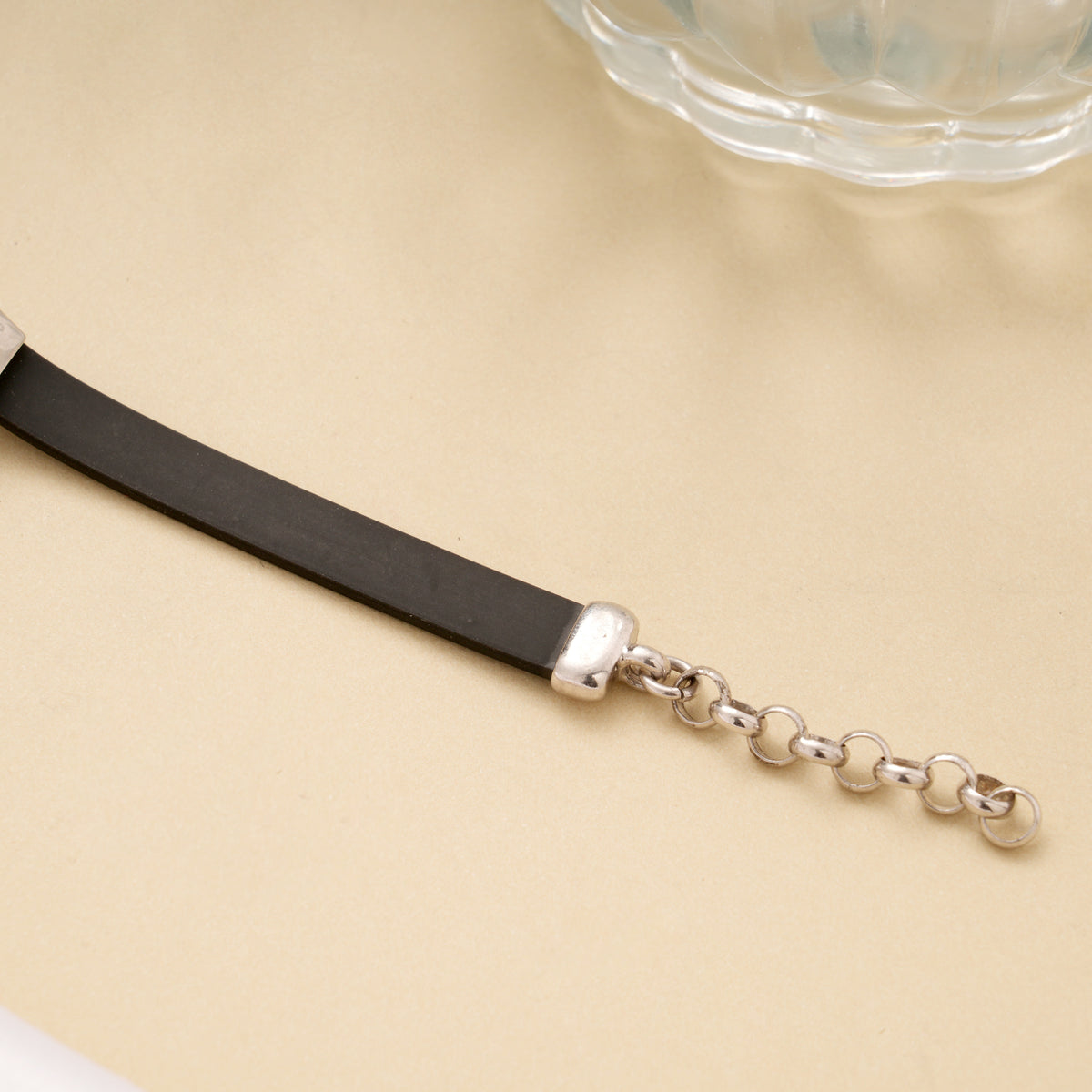 Bold Black Band Silver Bracelet