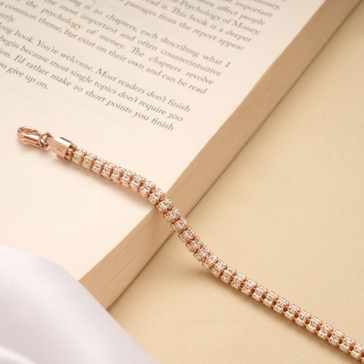 Minimal Multi Stone Silver Rose Golden Bracelet