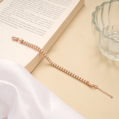 Minimal Multi Stone Silver Rose Golden Bracelet