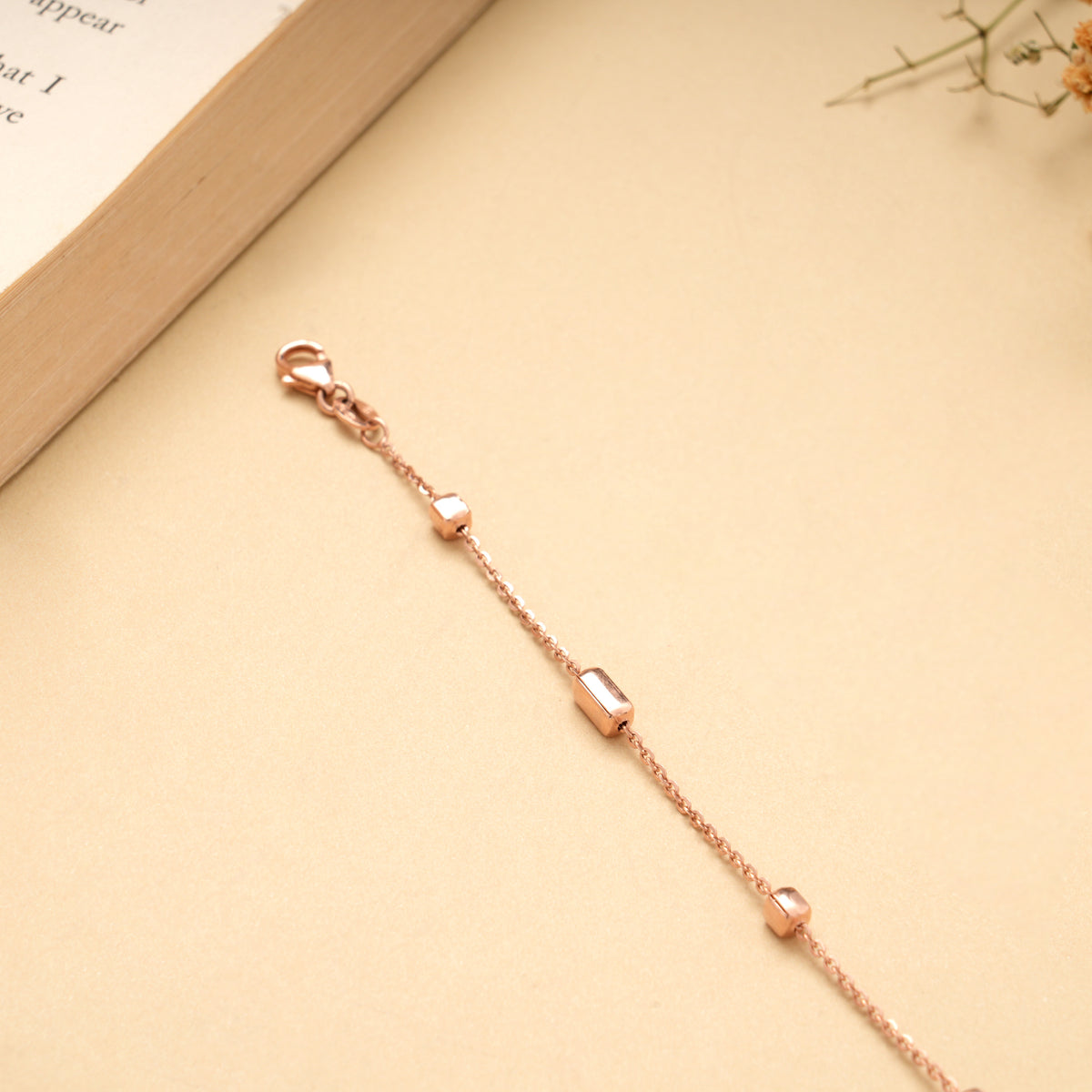 Modern Silver Beads Rose Bracelet
