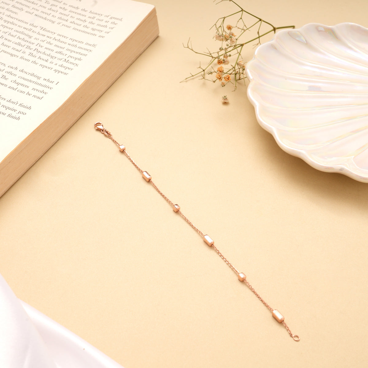 Modern Silver Beads Rose Bracelet