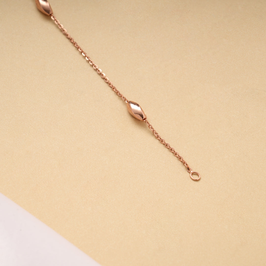 Trendy Tri Beads Silver Rose Gold Bracelet
