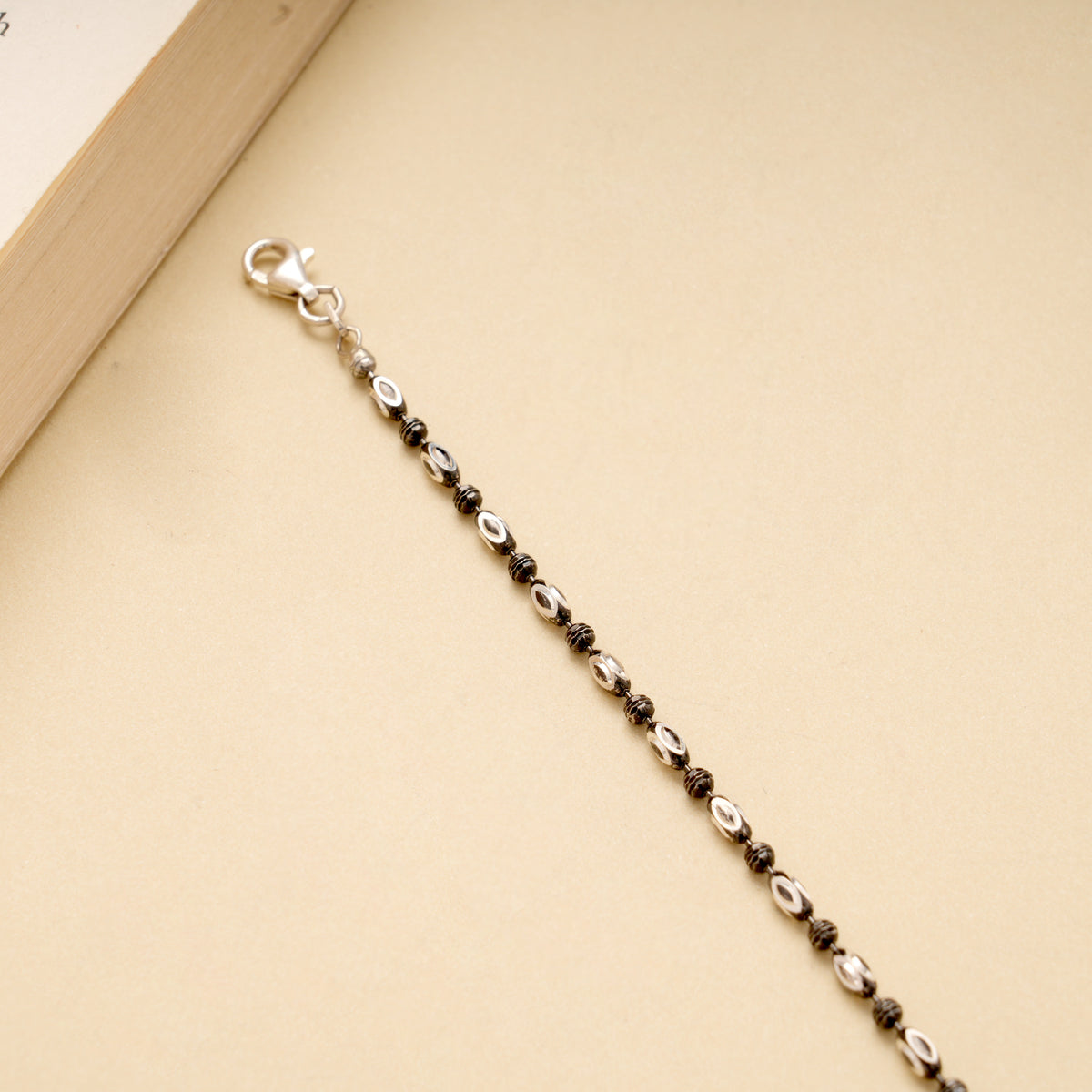 Black Beads Silver Baby Bracelet