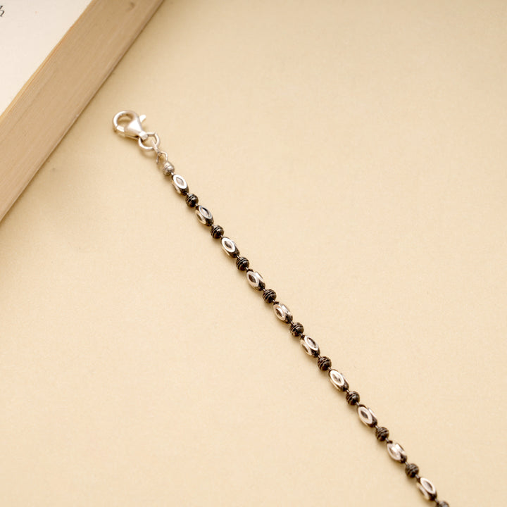 Black Beads Silver Women’s Bracelet