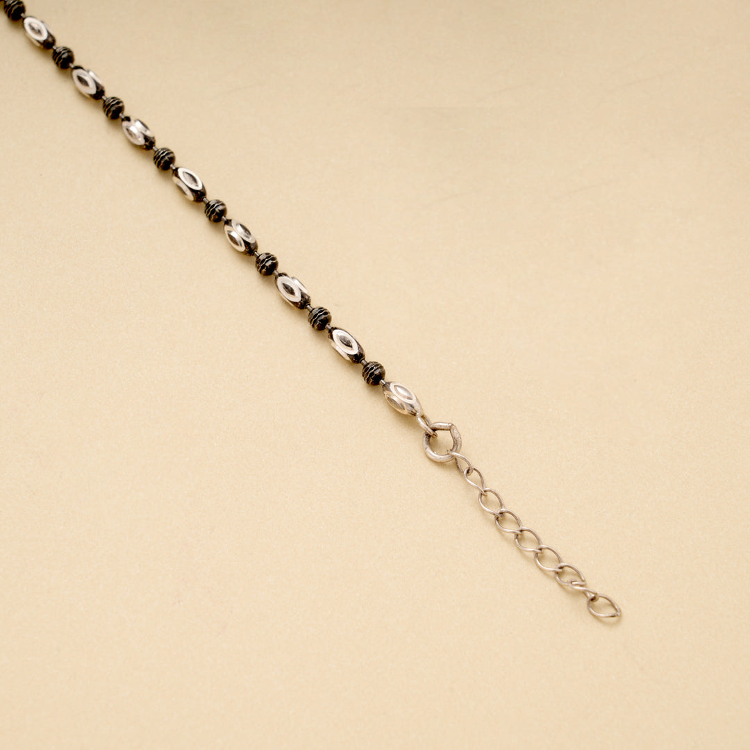 Black Beads Silver Women’s Bracelet