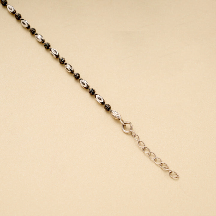 Black Beads Silver Women’s Bracelet