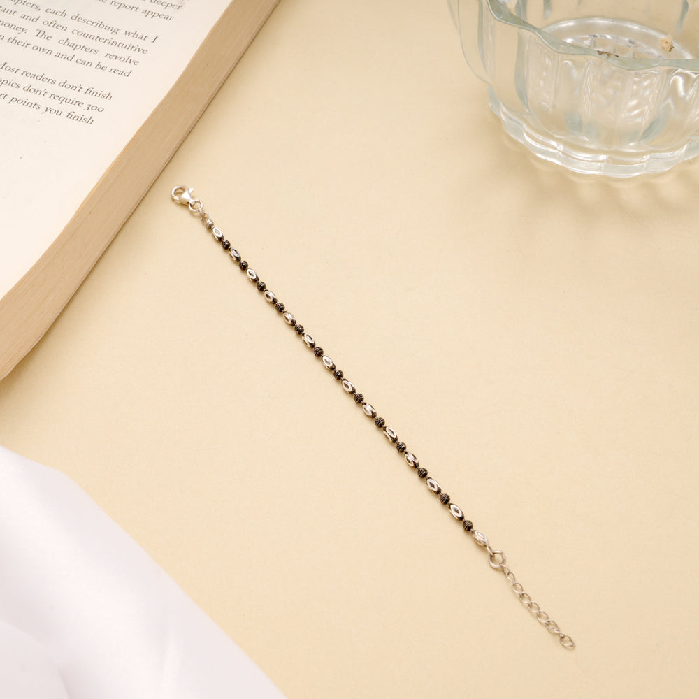 Black Beads Silver Baby Bracelet