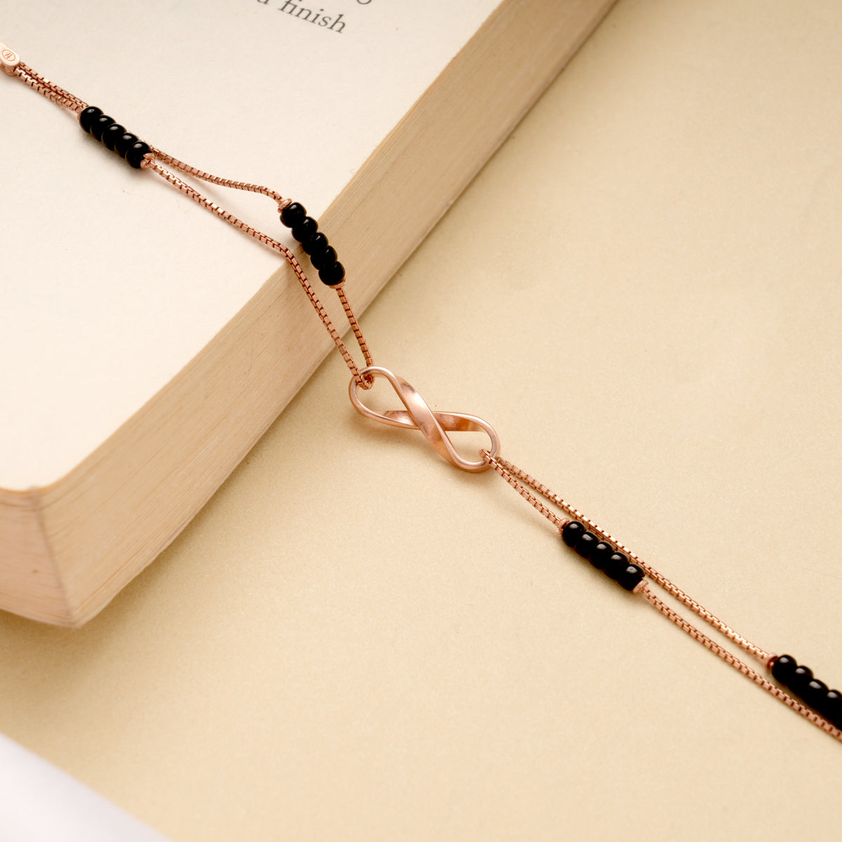 Beautiful Infinity Layered Black Beads Bracelet