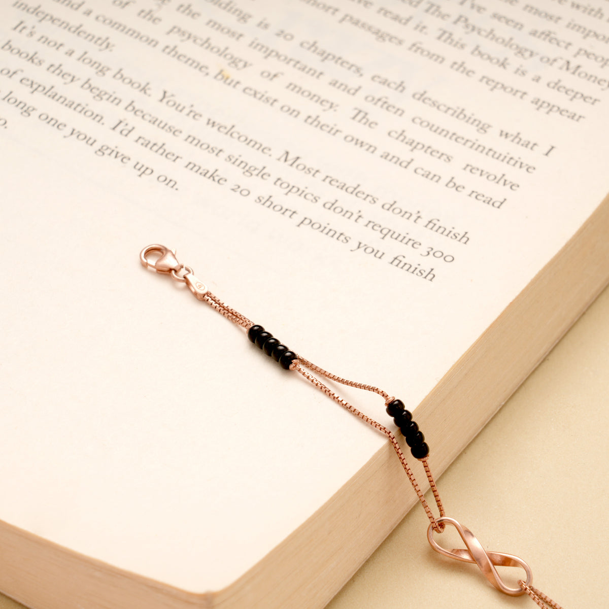 Beautiful Infinity Layered Black Beads Bracelet