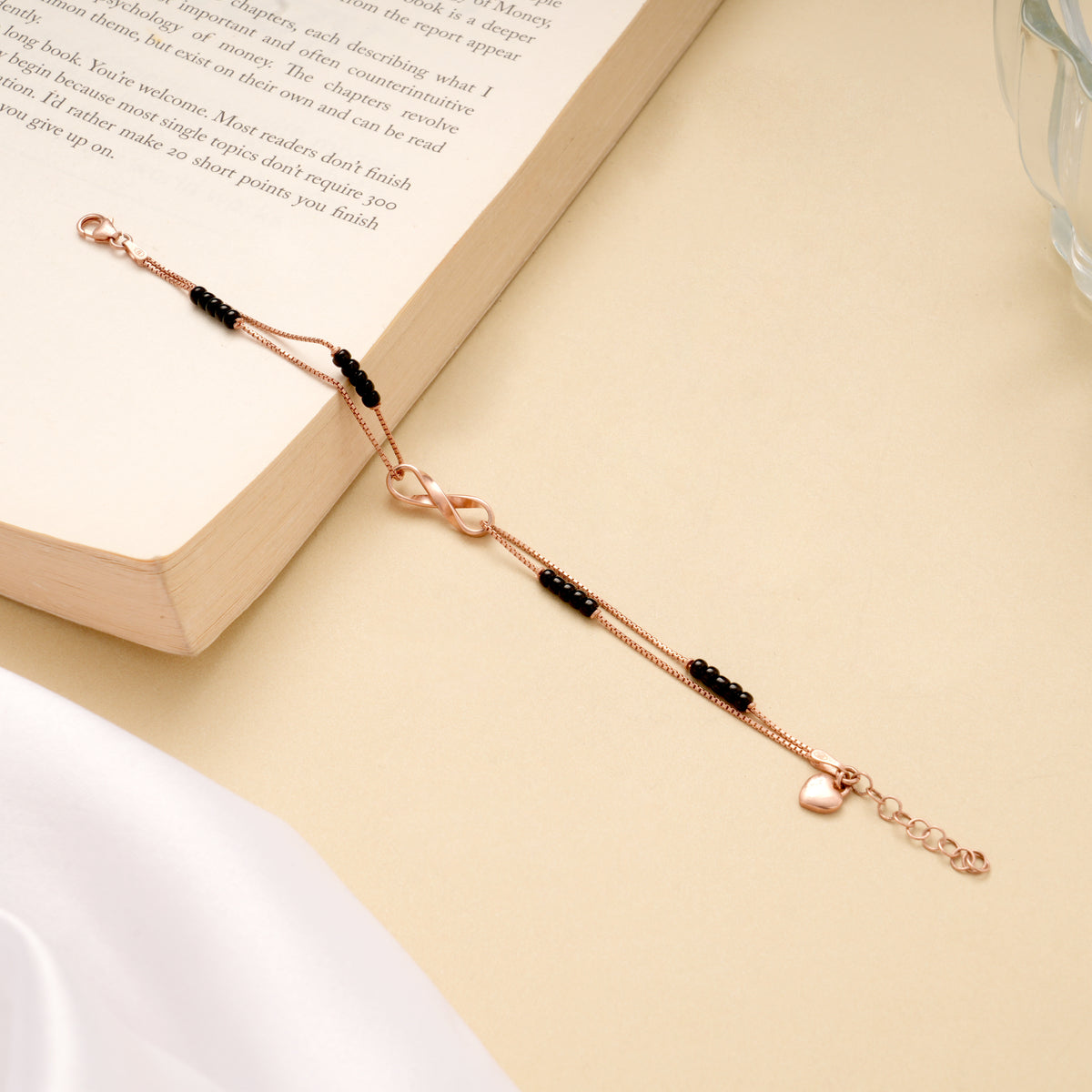 Beautiful Infinity Layered Black Beads Bracelet