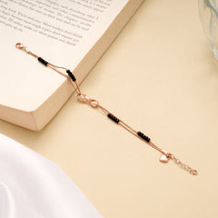 Beautiful Infinity Layered Black Beads Bracelet