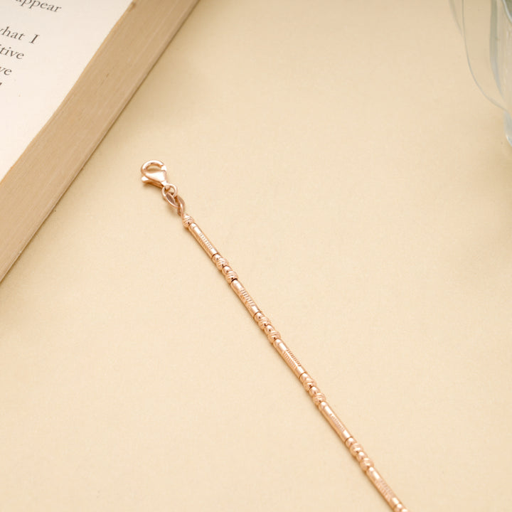 Cute Pipe Line Silver Design Rose Gold Bracelet