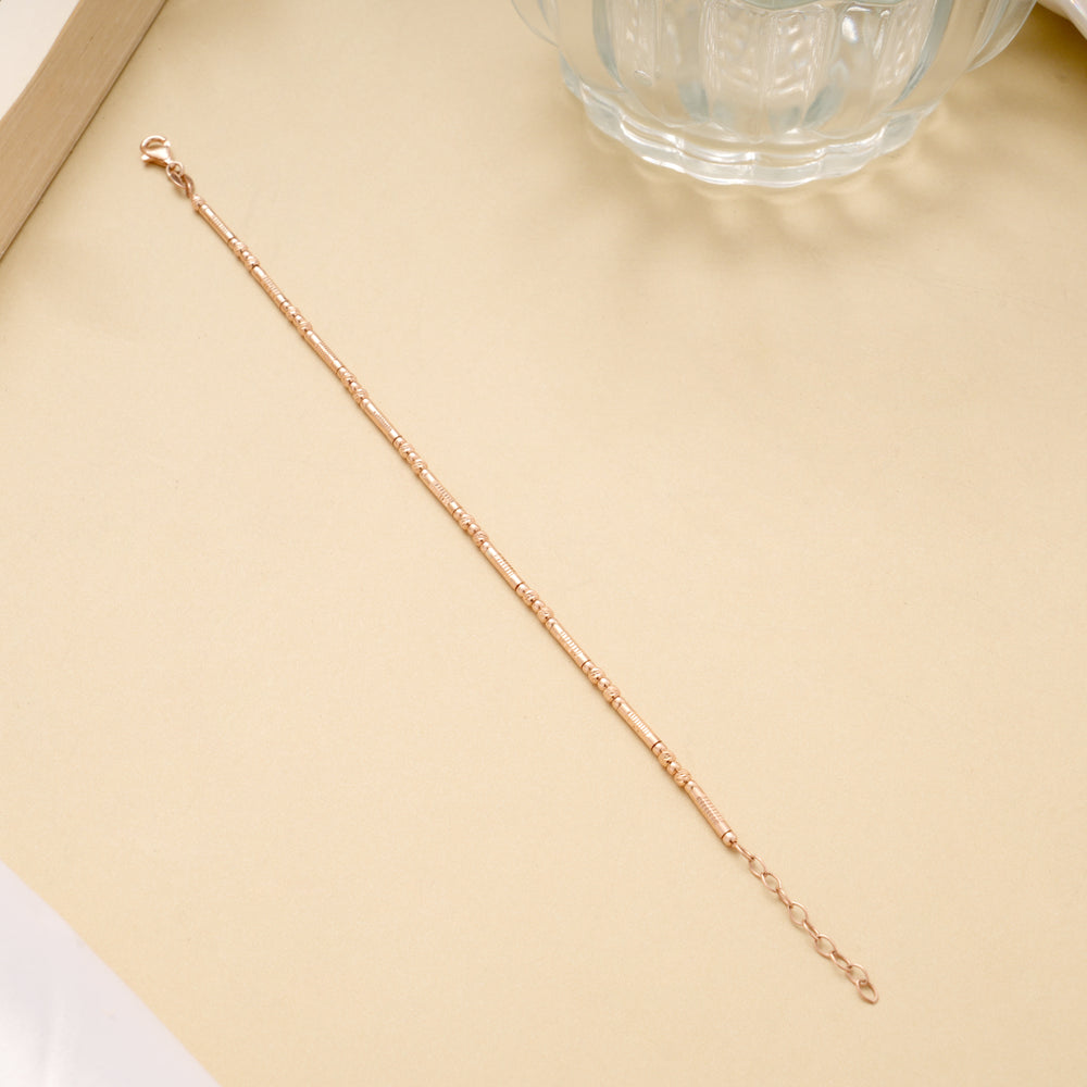 Cute Pipe Line Silver Design Rose Gold Bracelet