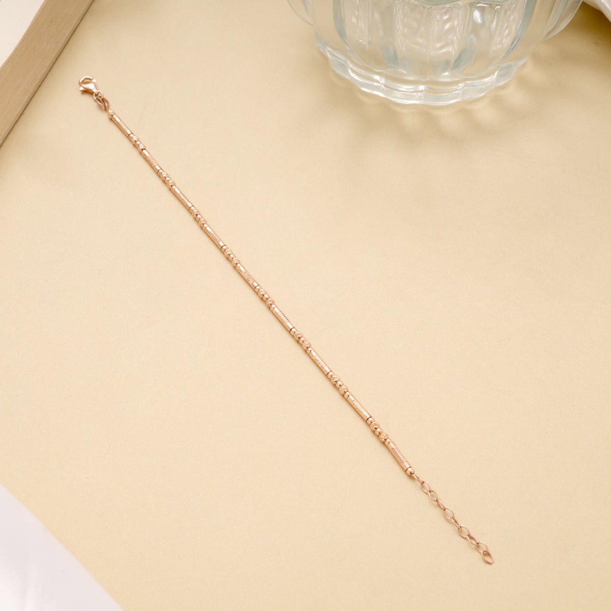 Cute Pipe Line Silver Design Rose Gold Bracelet