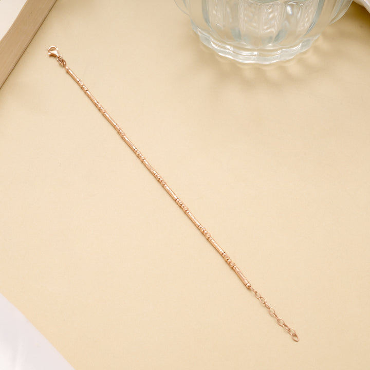 Cute Pipe Line Silver Design Rose Gold Bracelet