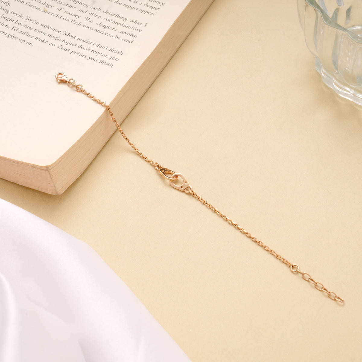 Fancy Lock Pattern Silver Rose Gold Bracelet