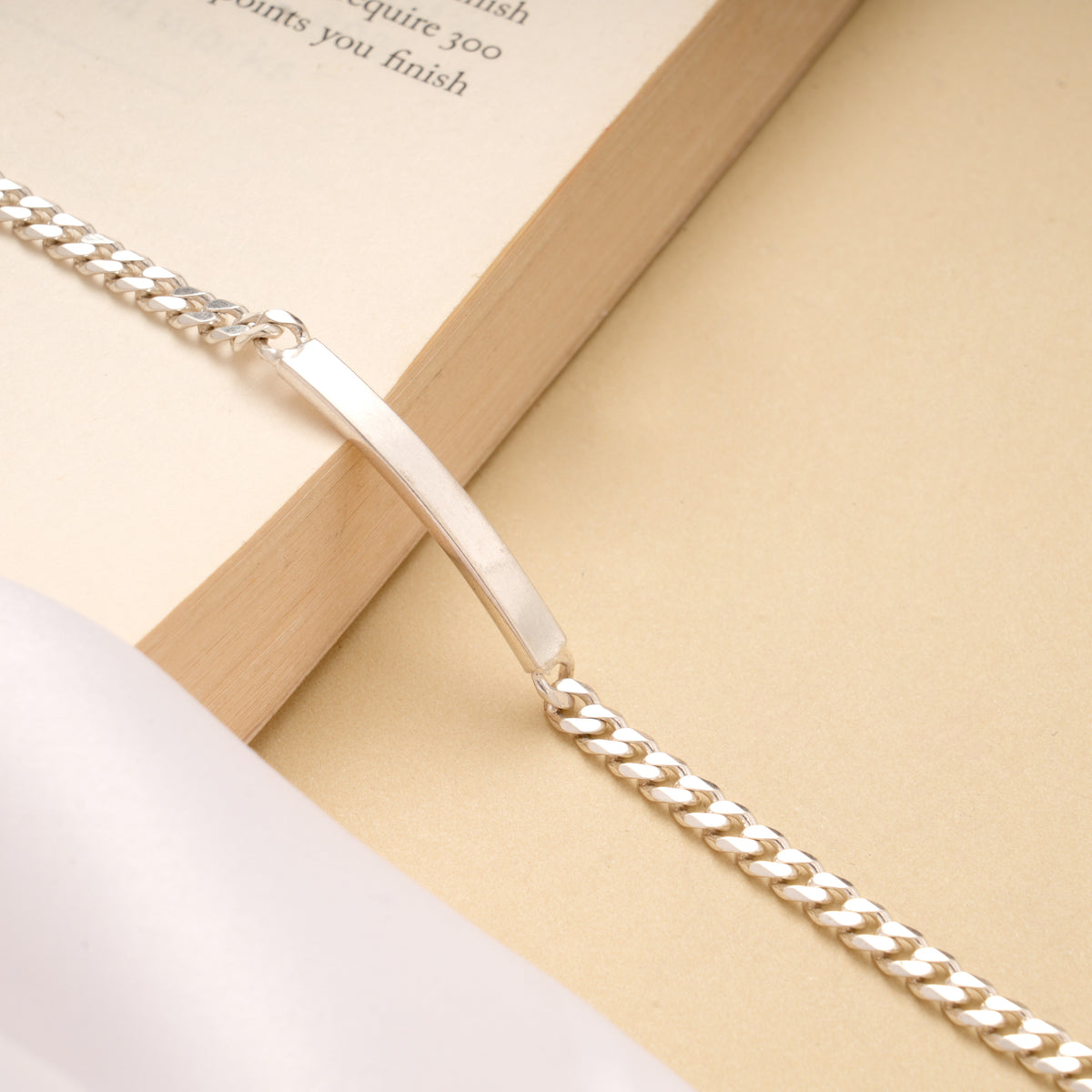 Modern Bar Curb Silver Men’s Bracelet