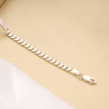 Modern Bar Curb Silver Men’s Bracelet