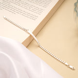 Modern Bar Curb Silver Men’s Bracelet
