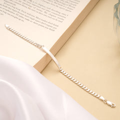 Modern Bar Curb Silver Men’s Bracelet