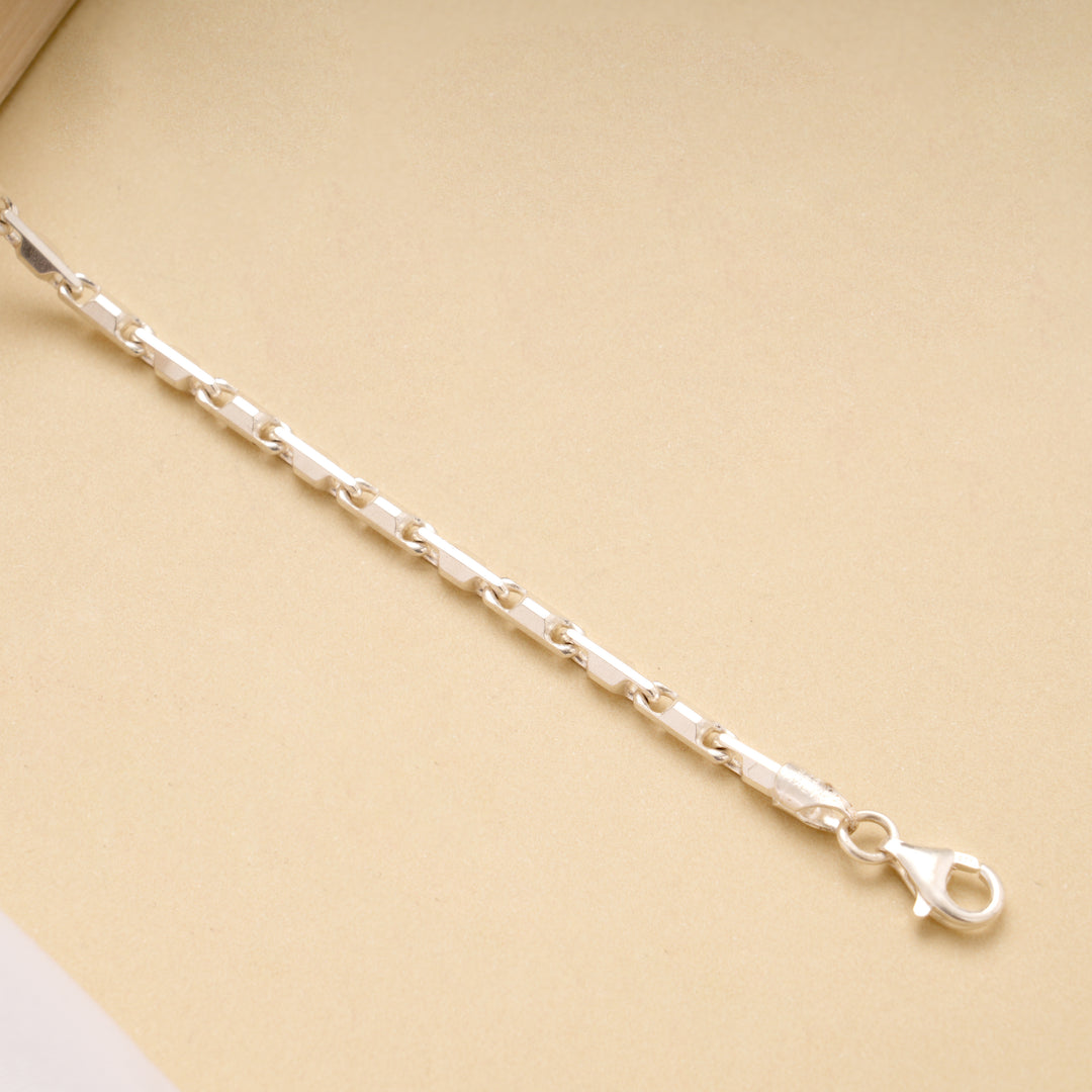 Minimalist Silver Geometric Square Link Bracelet