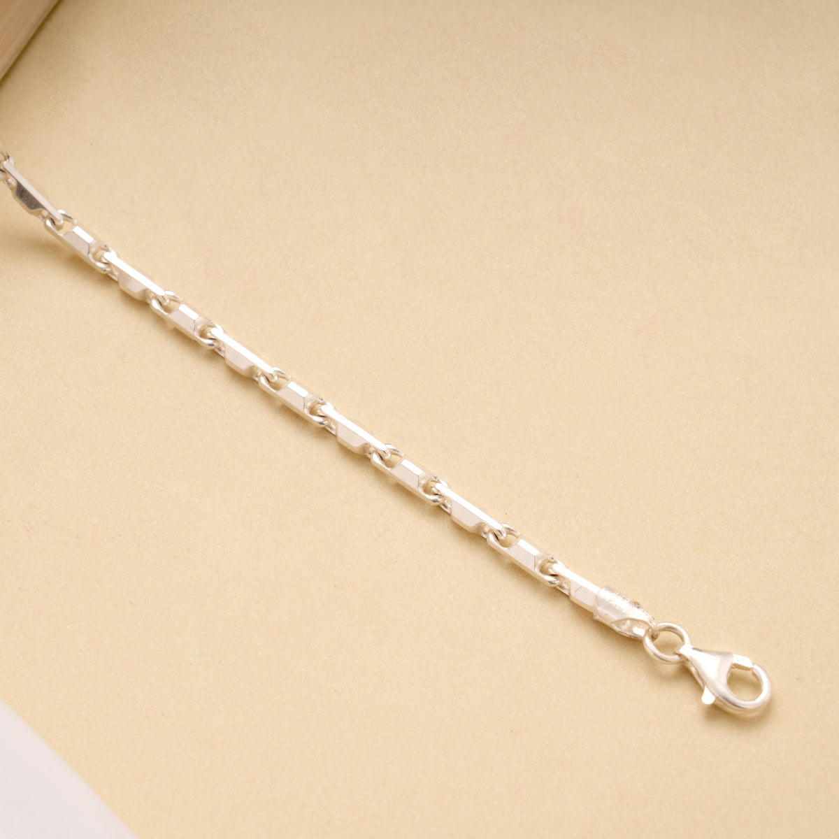 Minimalist Silver Geometric Square Link Bracelet