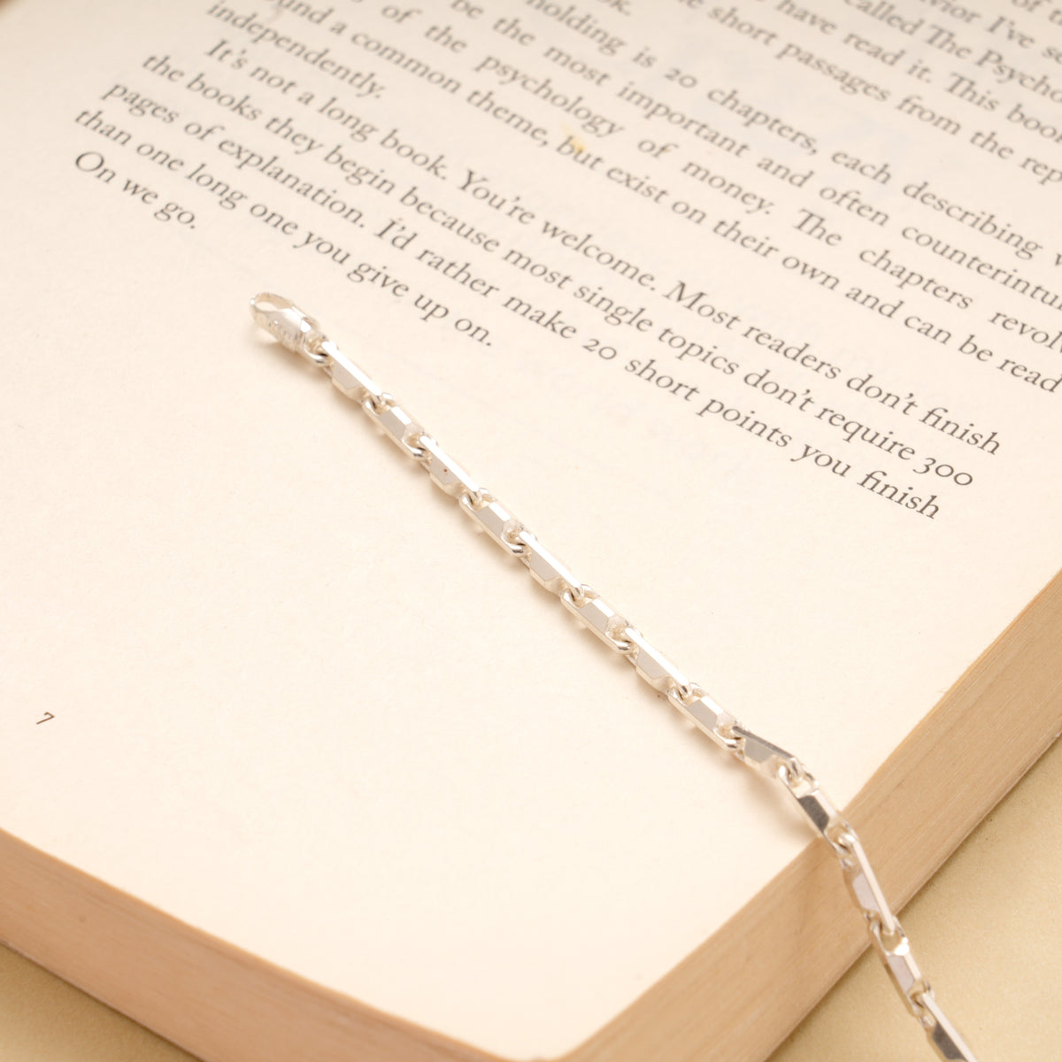 Minimalist Silver Geometric Square Link Bracelet
