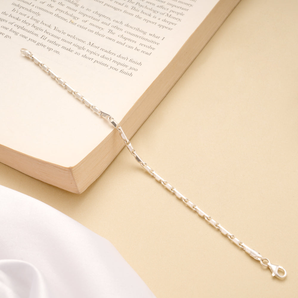 Minimalist Silver Geometric Square Link Bracelet