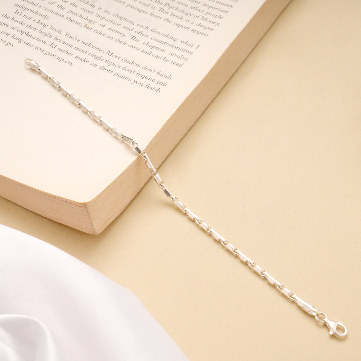 Minimalist Silver Geometric Square Link Bracelet