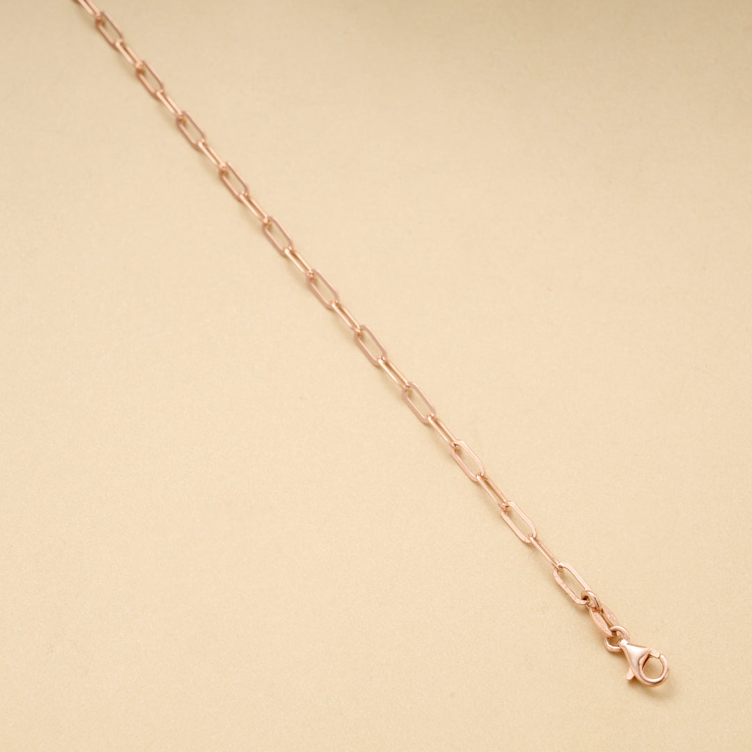 Fancy Silver Paper Link Rose Gold Bracelet
