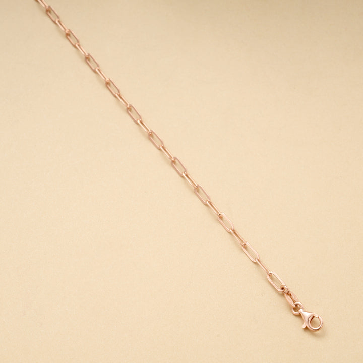 Fancy Silver Paper Link Rose Gold Bracelet