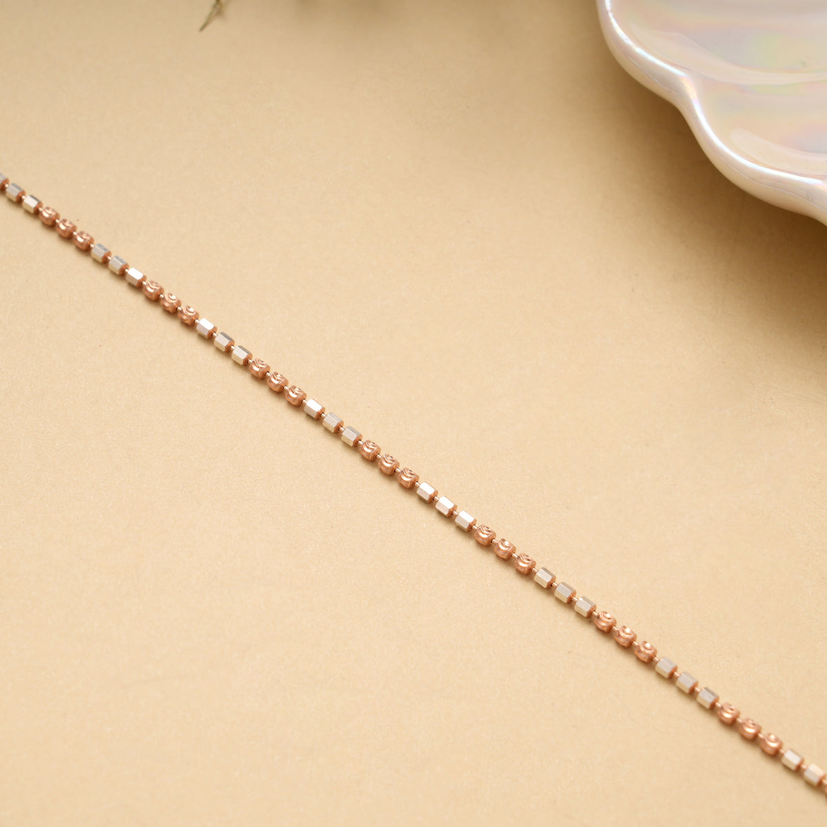 Dual Tone Beads Silver Rose Gold Bracelet