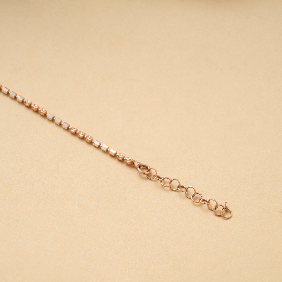 Dual Tone Beads Silver Rose Gold Bracelet