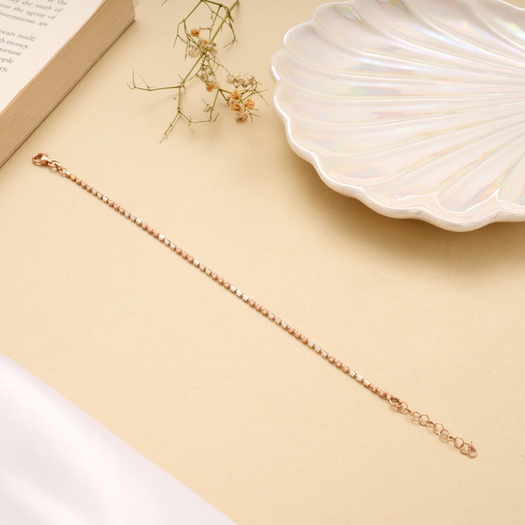 Dual Tone Beads Silver Rose Gold Bracelet