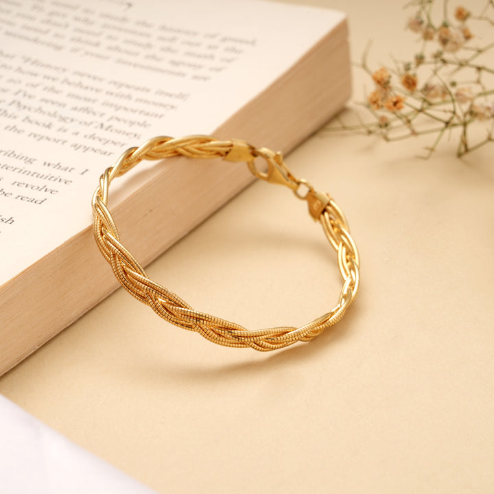 Cute Braided Design Gold Plated Bracelet