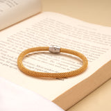 Modern Mesh Magnetic Lock Golden Bracelet