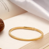 Fancy Interlink Golden Locked Bracelet