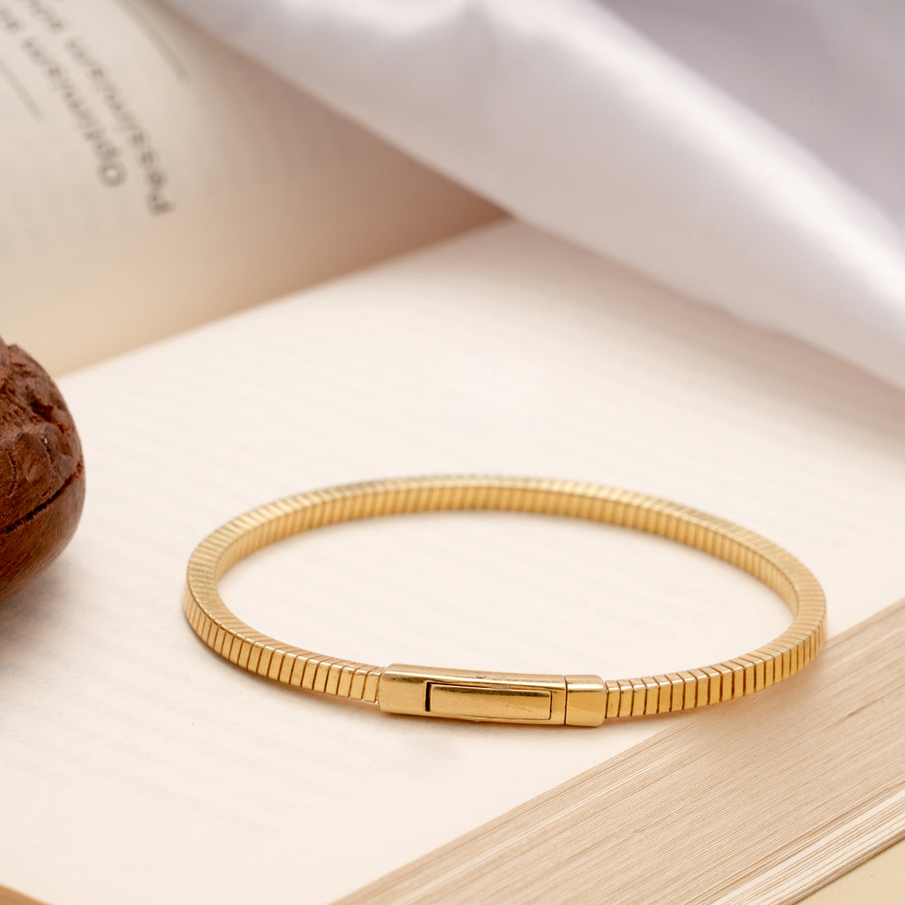 Fancy Interlink Golden Locked Bracelet